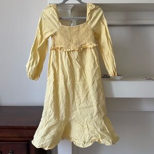 ‘7 for all mankind’ butter yellow linen smocked midi dress